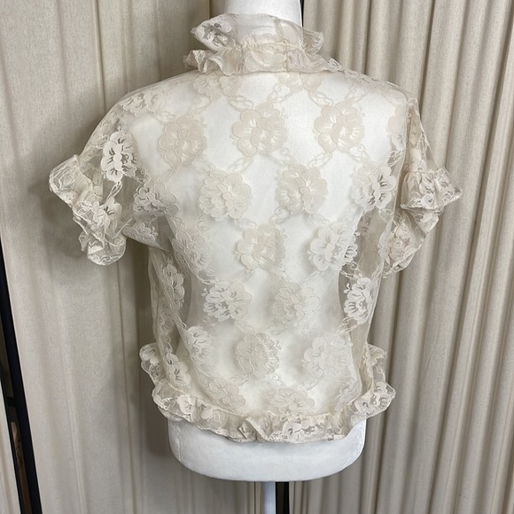 EUC- VINTAGE HAND MADE DELICATE LACE BLAZER SIZE SIZE LARGE - Picture 7 of 8